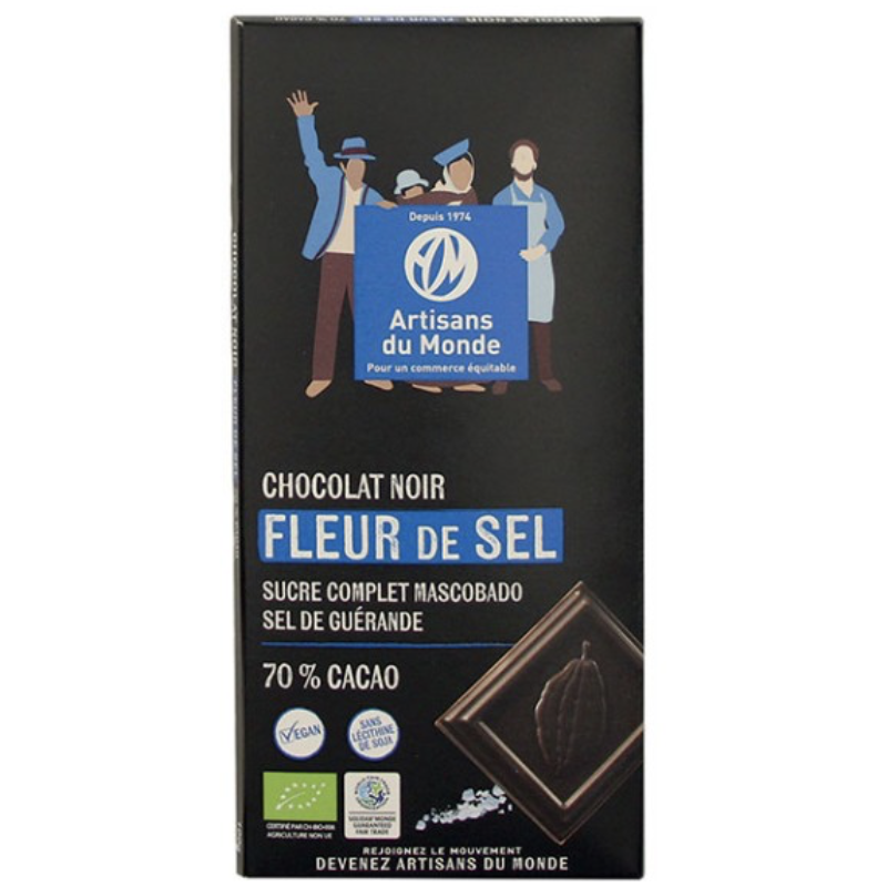 Chocolat noir 70 % fleur de sel –bio– 100 g