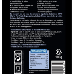 Chocolat noir 70 % fleur de sel –bio– 100 g