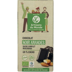 Chocolat noir équitable et bio au amandes -bio- 100g
